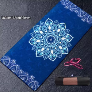 Tapis yoga respirants bleu mandala décoratif et antidérapant